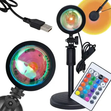 Projektor lampka zachód wschód imitacja słońca led rgb usb + pilot-5907451371084