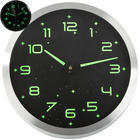 Zegar ścienny fluorescencyjny duży cichy świecące cyfry gwiazdki 25cm-5907451370629