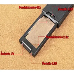 Lupa kieszonkowa jubilerska rozsuwana z podświetleniem led uv 45x