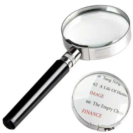 Lupa klasyczna szkło powiększające 75mm metalowa z uchwytem-5907451303047