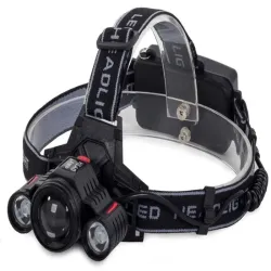 Latarka czołowa ZOOM led cree xm-l t6 2x xp-e z dwoma ładowarkami