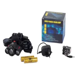 Latarka czołowa ZOOM led cree xm-l t6 2x xp-e z dwoma ładowarkami