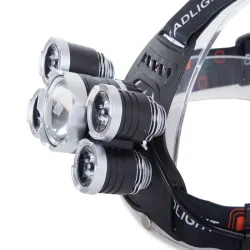 Latarka czołowa led cree xm-l t6 4x xpe w zestawie dwie ładowarki