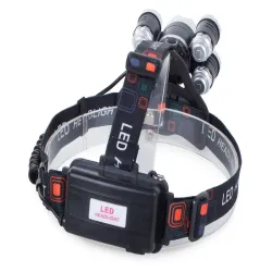 Latarka czołowa led cree xm-l t6 4x xpe w zestawie dwie ładowarki