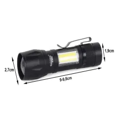Latarka bailong klasyczna mini cree zoom xp-e światło boczne led cob