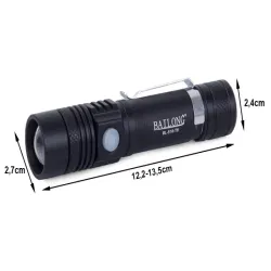Mini latarka taktyczna bailong led cree zoom xm-l t6 ładowana z USB