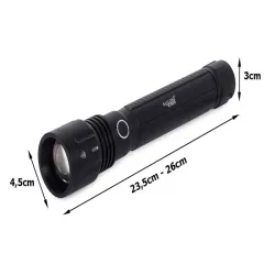 Latarka bailong taktyczna policyjna led xhp50 zoom z dwoma ładowarkami