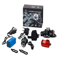 Bailong latarka czołowa rowerowa cree xml t6 zoom dwie ładowarki