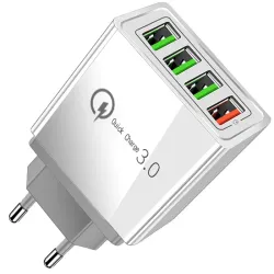 Szybka ładowarka sieciowa 18W 4xusb quick charge 3.0 biała kostka
