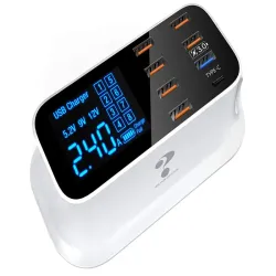 Szybka ładowarka do telefonu 8 portów usb qc 3.0 typ c moc do 40w