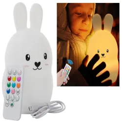 Lampka nocna dla dzieci led królik dotyk rgb pilot bezprzewodowa