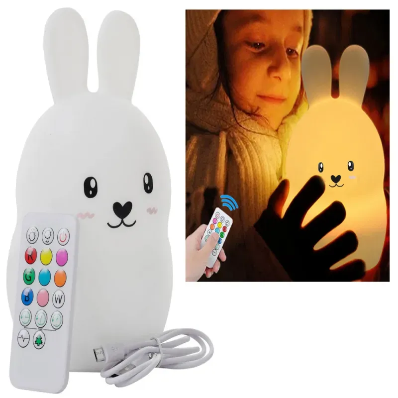 Lampka nocna dla dzieci led królik dotyk rgb pilot bezprzewodowa Lampka nocna dla dzieci led królik dotyk rgb pilot bezprzewodowa