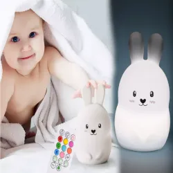 Lampka nocna dla dzieci led królik dotyk rgb pilot bezprzewodowa