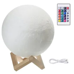 Lampka nocna księżyc 14cm kolorowa rgb usb akumulator pilot 5V/USB