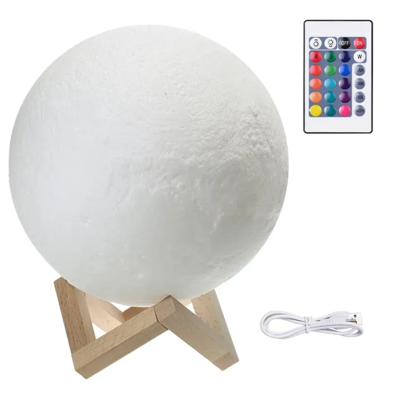 Lampka nocna księżyc 14cm kolorowa rgb usb akumulator pilot 5V/USB Lampka nocna księżyc 14cm kolorowa rgb usb akumulator pilot 5V/USB