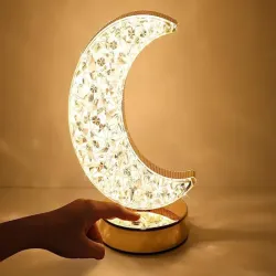Lampka nocna stołowa księżyc kryształ led rgb usb miękkie światło