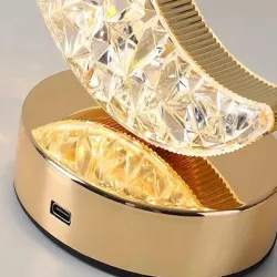 Lampka nocna stołowa księżyc kryształ led rgb usb miękkie światło