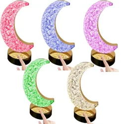 Lampka nocna stołowa księżyc kryształ led rgb usb miękkie światło