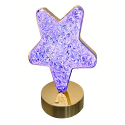 Lampka nocna stołowa gwiazda kryształ led rgb usb delikatnie oświetla
