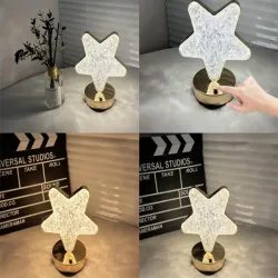 Lampka nocna stołowa gwiazda kryształ led rgb usb delikatnie oświetla