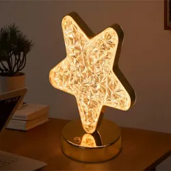 Lampka nocna stołowa gwiazda kryształ led rgb usb delikatnie oświetla