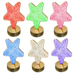Lampka nocna stołowa gwiazda kryształ led rgb usb delikatnie oświetla