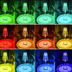 Lampka nocna stołowa kryształ led rgb usb bezprzewodowa z pilotem IR