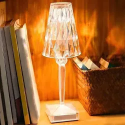 Lampka nocna stołowa kryształ led rgb usb bezprzewodowa z pilotem IR