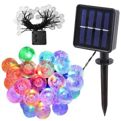 Girlanda solarna ogrodowa kolorowe lampki 40 led 6mb 8 trybów