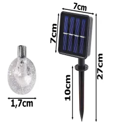 Girlanda solarna ogrodowa kolorowe lampki 40 led 6mb 8 trybów