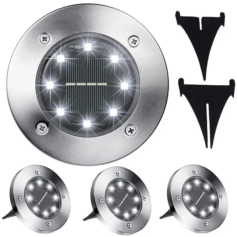Lampki solarne gruntowe lampa ogrodowa 8 led 4 szt Lampki solarne gruntowe lampa ogrodowa 8 led 4 szt