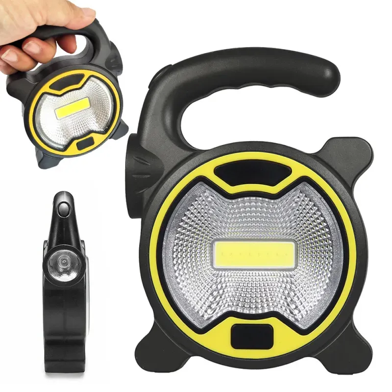 Mocna lampa latarka warsztatowa led cob z uchwytem halogen na baterie Mocna lampa latarka warsztatowa led cob z uchwytem halogen na baterie