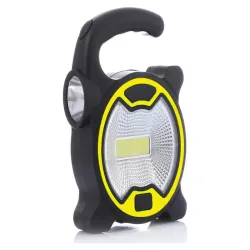 Mocna lampa latarka warsztatowa led cob z uchwytem halogen na baterie