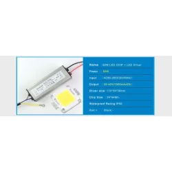 Zestaw dioda 20w COB + driver zasilacz +pasta