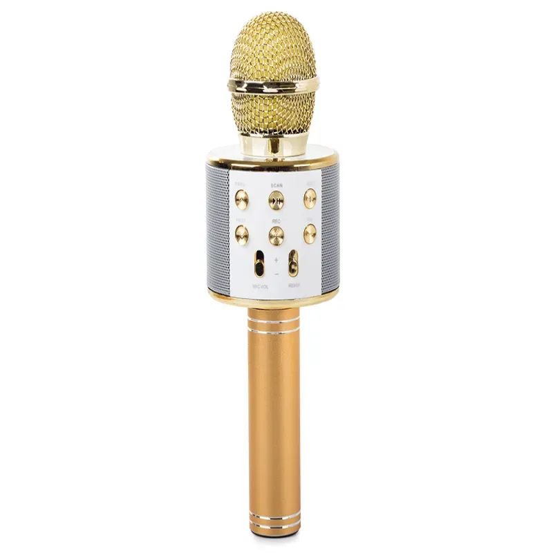 Mikrofon bezprzewodowy bluetooth karaoke okrągły z etui różne tryby Mikrofon bezprzewodowy bluetooth karaoke okrągły z etui różne tryby