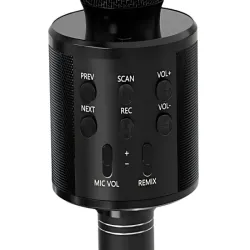 Mikrofon bezprzewodowy bluetooth głośnik karaoke okrągły z etui różne tryby