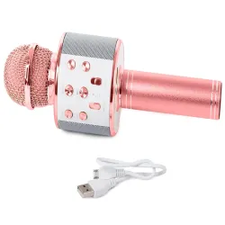 Mikrofon bezprzewodowy bluetooth karaoke modulator głosu okrągły