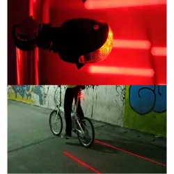 Lampka rowerowa tylna laserowa 5 led linia oświetlenie tylnie drogi