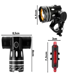 Lampka na rower rowerowa led t6 zestaw oświetlenia przód i tył