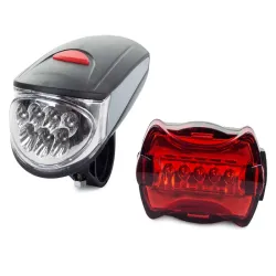 Oświetlenie rowerowe lampki rowerowe 7+5 led zestaw przód i tył