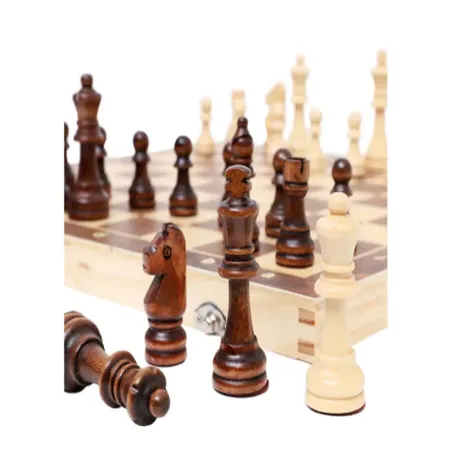 Gra w szachy warcaby 64 pola tryktrak duże drewniane 3 gry w pudełku-5907451347874