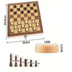 Gra w szachy warcaby 64 pola tryktrak duże drewniane 3 gry w pudełku