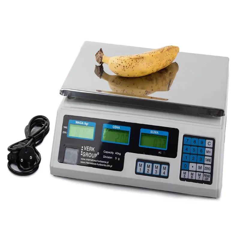 Waga sklepowa elektroniczna kalkulacyjna 40kg/5g z akumulatorem Waga sklepowa elektroniczna kalkulacyjna 40kg/5g z akumulatorem