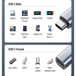 Kabel usb-c 2m przedłużacz adapter w oplocie przedłużający przewód