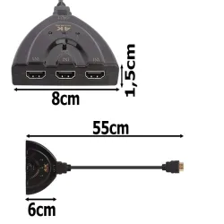 Rozdzielacz typ 1 z 3 źródeł rozgałęźnik switch hdmi 3w1 3 porty 4k