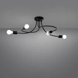 Żyrandol LEVAR 4 czarny awangardowa lampa sufitowa powyginana
