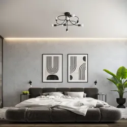 Żyrandol LEVAR 4 czarny awangardowa lampa sufitowa powyginana