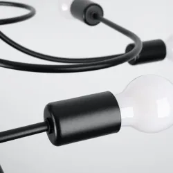 Żyrandol LEVAR 8 czarny lampa sufitowa o nietypowym kształcie 8xE27