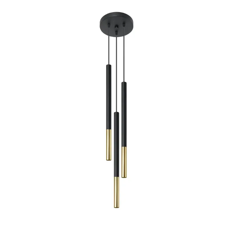 Lampa wisząca MOZAICA 3P czarny/złoto trzy cylindryczne długie zwisy Lampa wisząca MOZAICA 3P czarny/złoto trzy cylindryczne długie zwisy