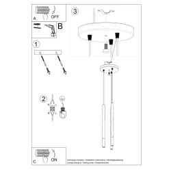 Lampa wisząca MOZAICA 3P czarny/złoto trzy cylindryczne długie zwisy